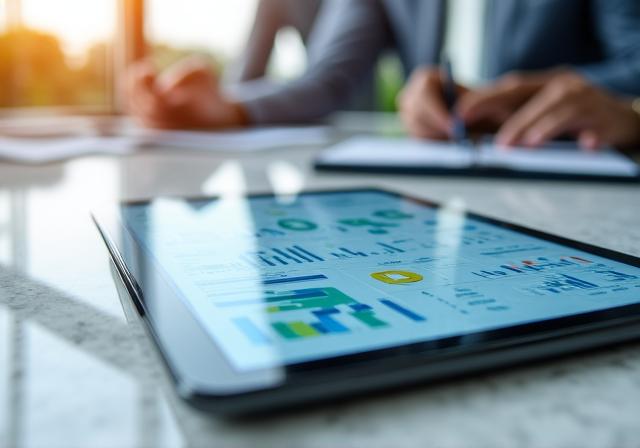 Professional digital dashboard showing financial compliance data