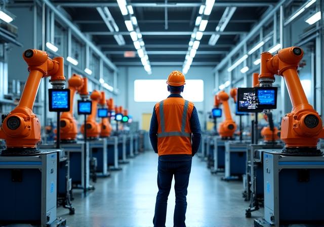 Industrial manufacturing facility with modern automated systems