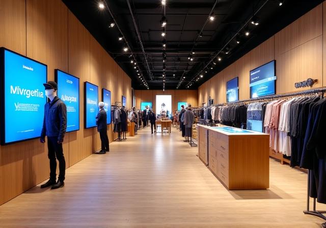 Modern retail environment with integrated digital customer experience kiosks